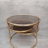 Table basse laiton 3 niveaux pivotants des années 1970 style de Milo Baughman Italie