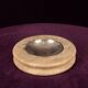 Round Italian Travertine Ashtray with Removable Metal Dish 1970