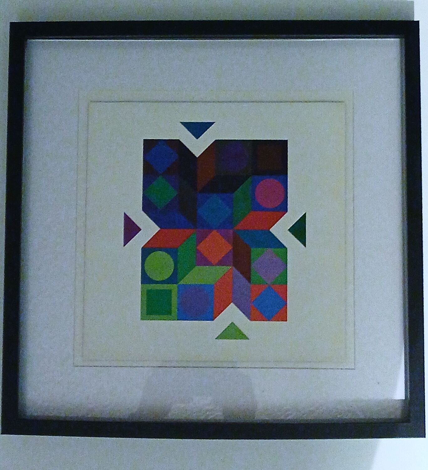 Tableau Vintage Art Optique - Victor Vasarely - Frame 40x40cm