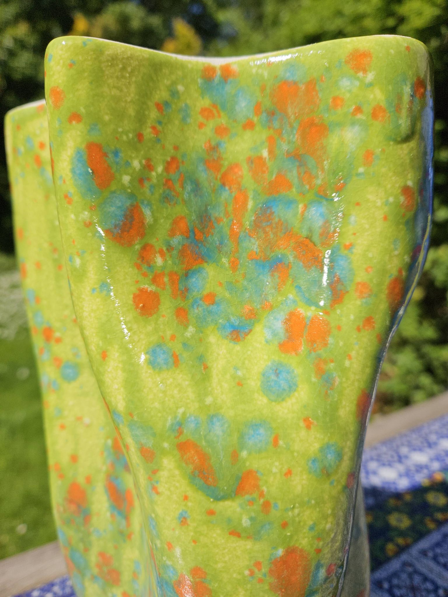 Hand enamelled handkerchief vase