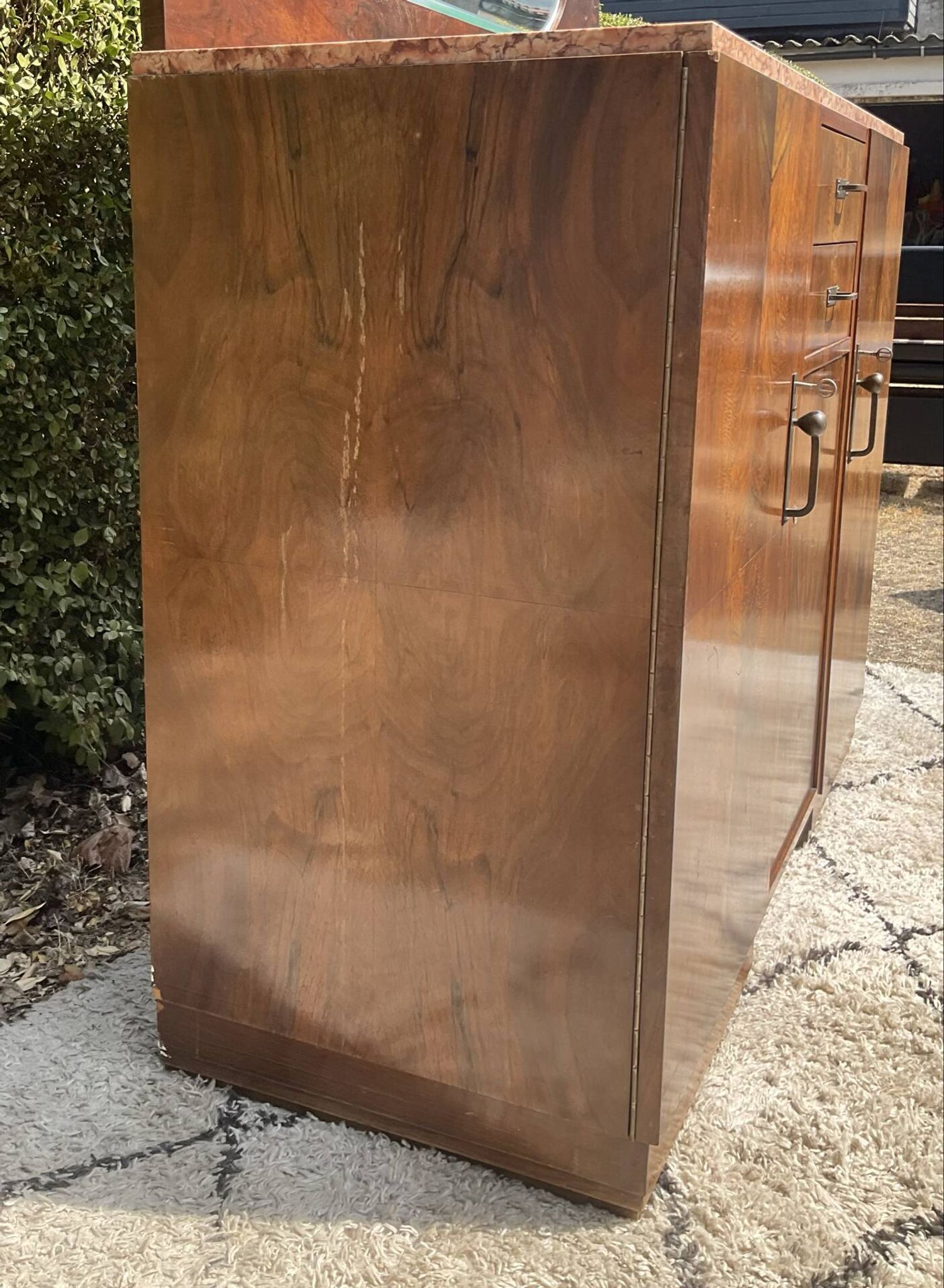 Vintage Art Deco walnut furniture from the 1940s-50s.