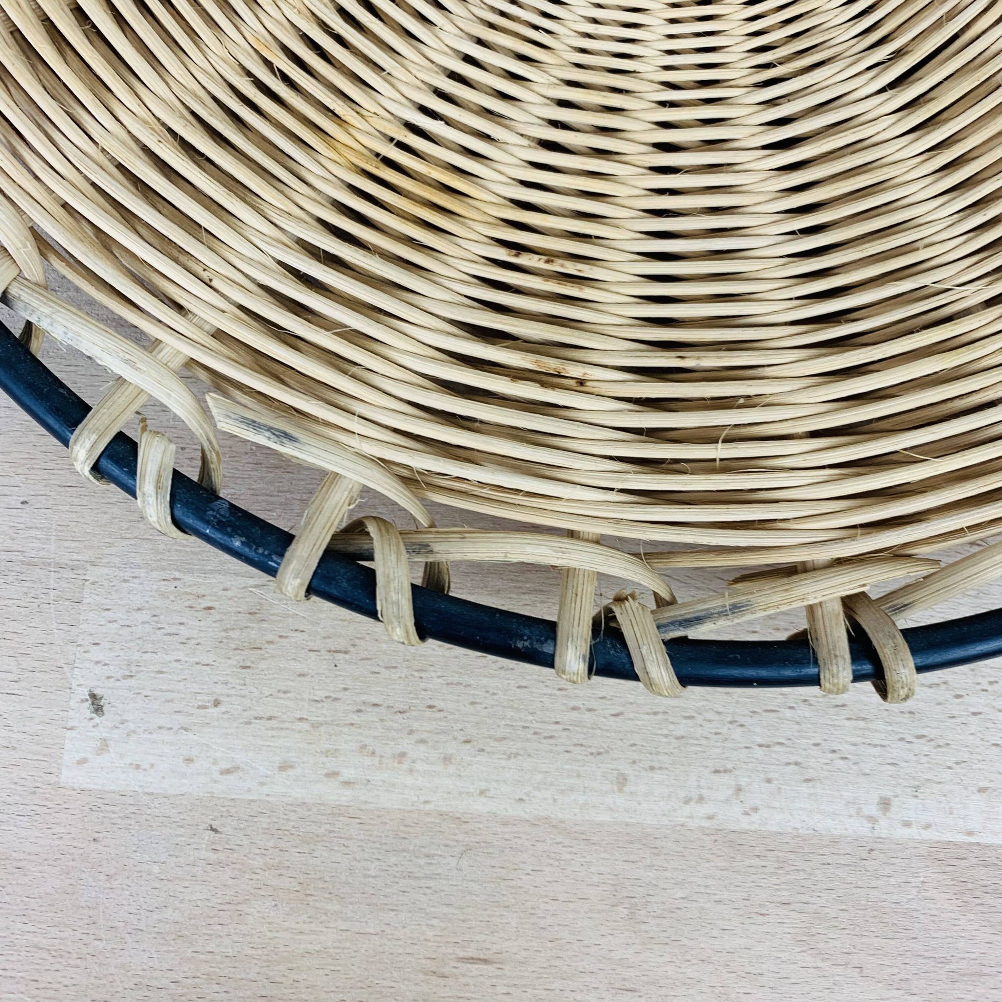 50s metal rattan tray