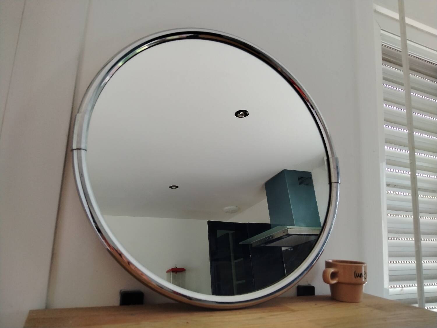 Round chrome metal mirror 1970s