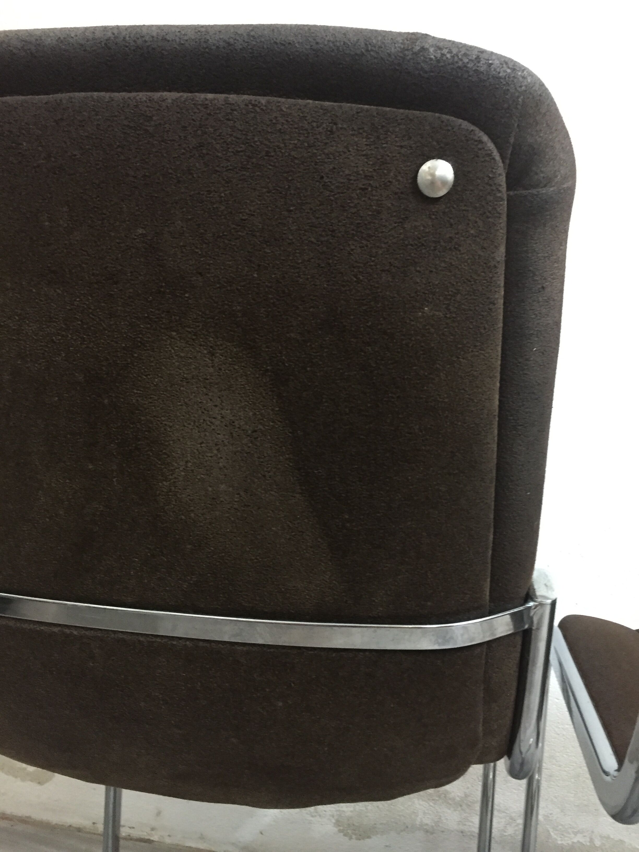 Pair velvet chairs & chrome, 1970