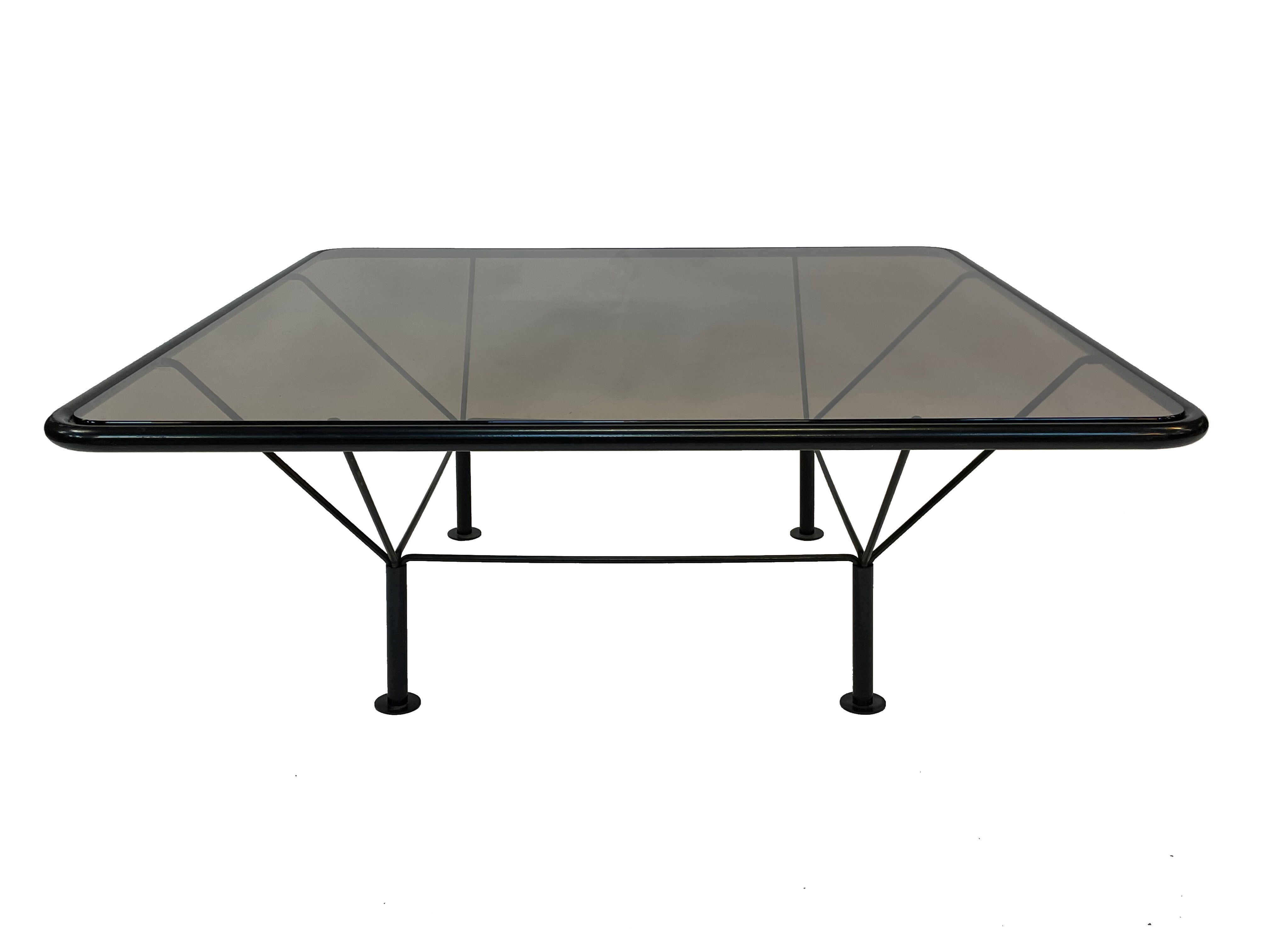 80s metal coffee table and minimalist design glass