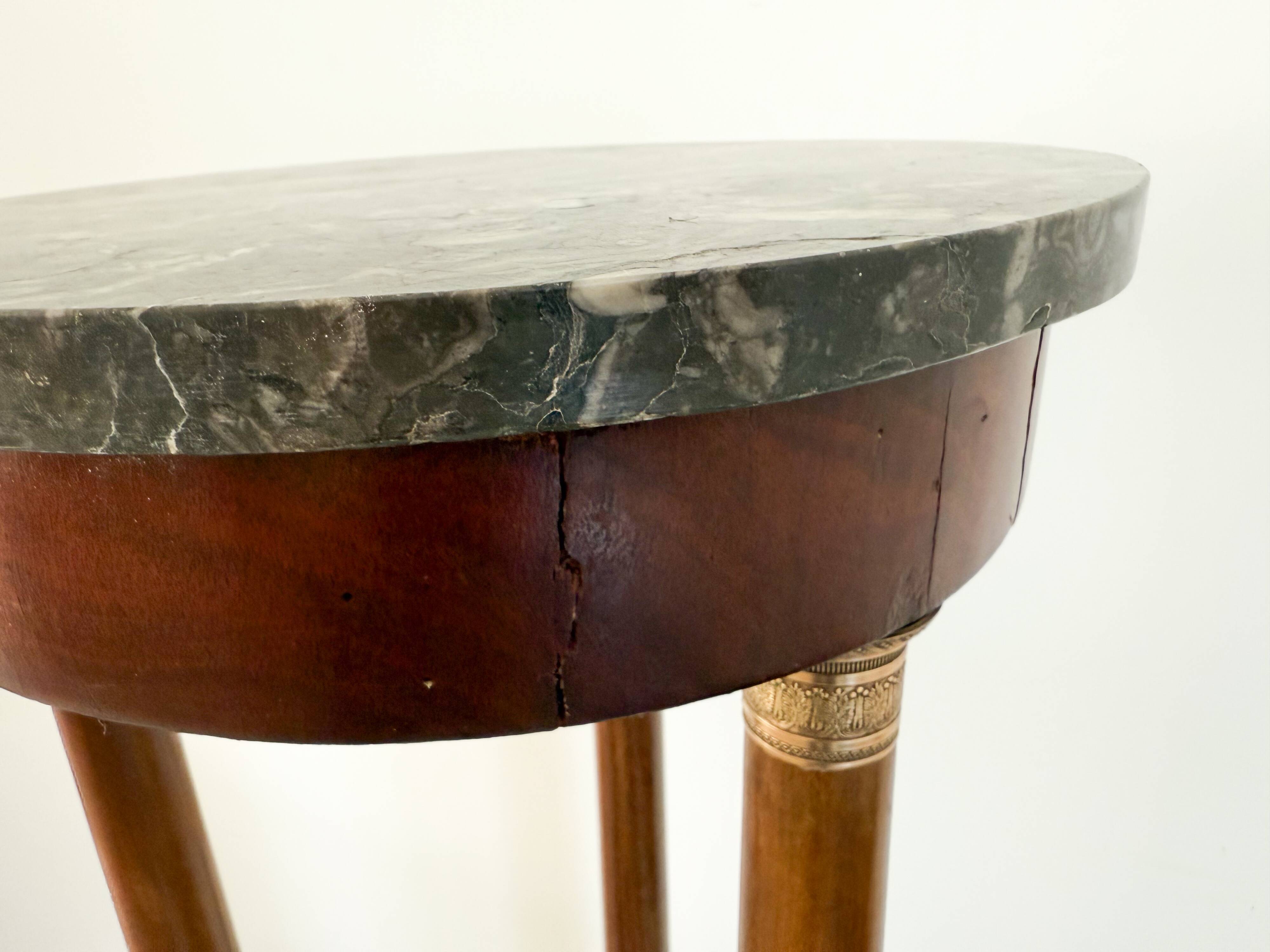 Athenian mahogany and marble side table, Empire style, early 20th century