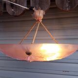 Art Deco ceiling lamp in pink pressed molded glass -