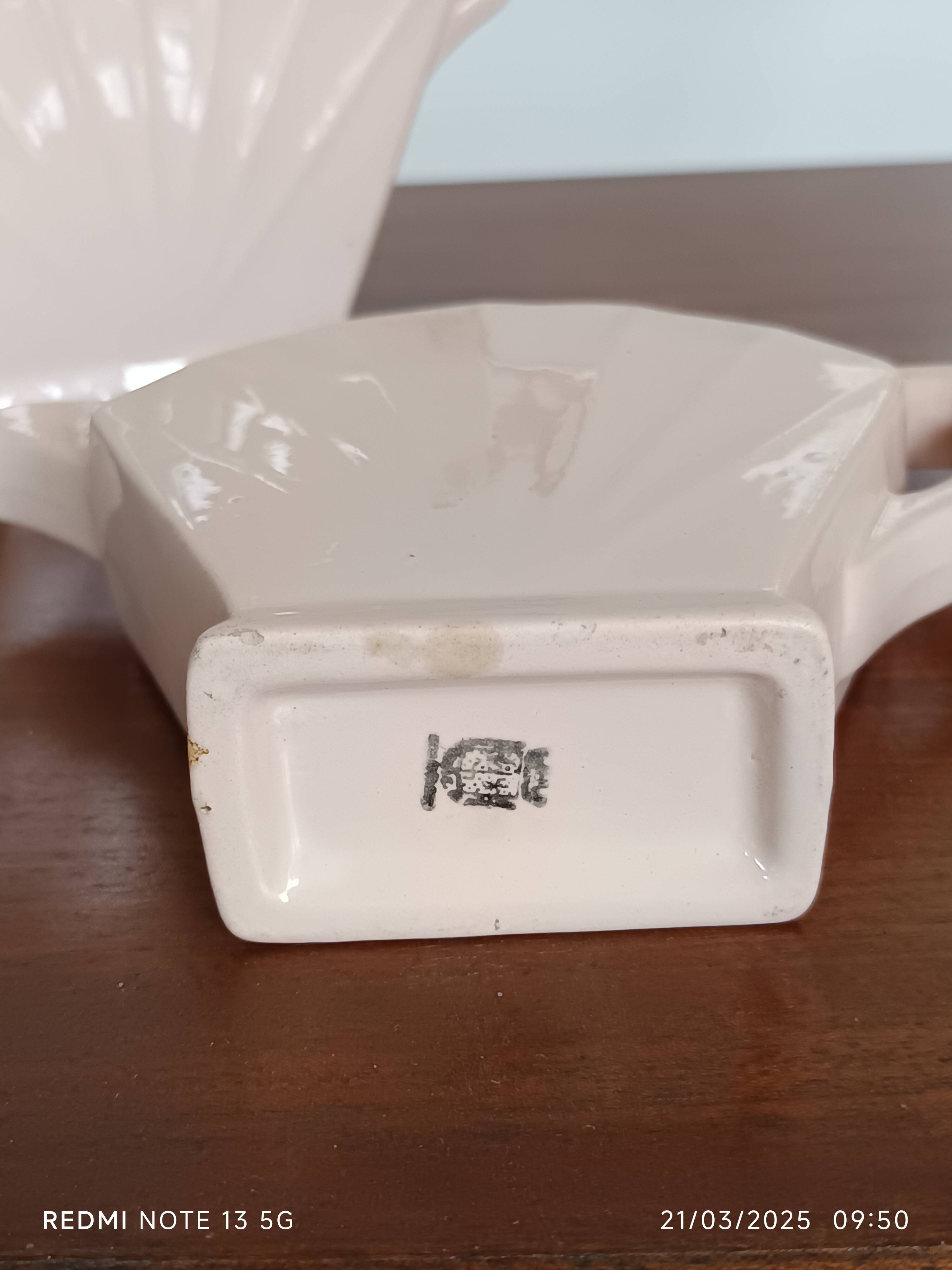 Saint Amand Art Deco earthenware creamer and sugar bowl