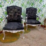 Black armchairs Louis XV style