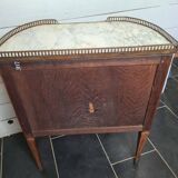curved mahogany chest of drawers with marble top