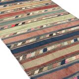 Striped Kilim Runner Rug, Handmade Wool Flatweave Rug 250 x 120 cm