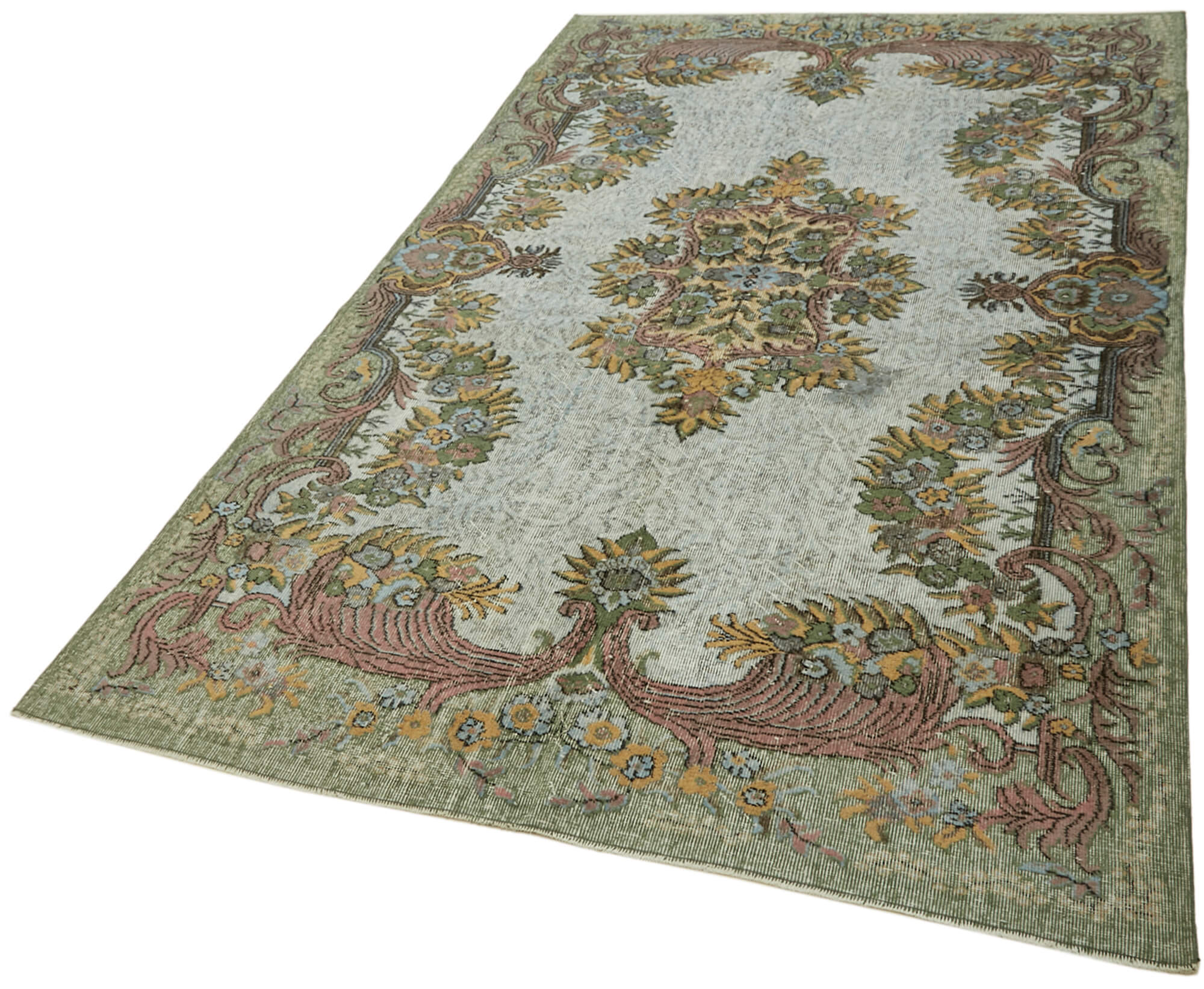 Hand-Knotted Carved Turkish 1970s 183 cm x 302 cm