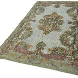 Tapis vert turc sculpté tissé à la main des années 1970 183 cm x 302 cm