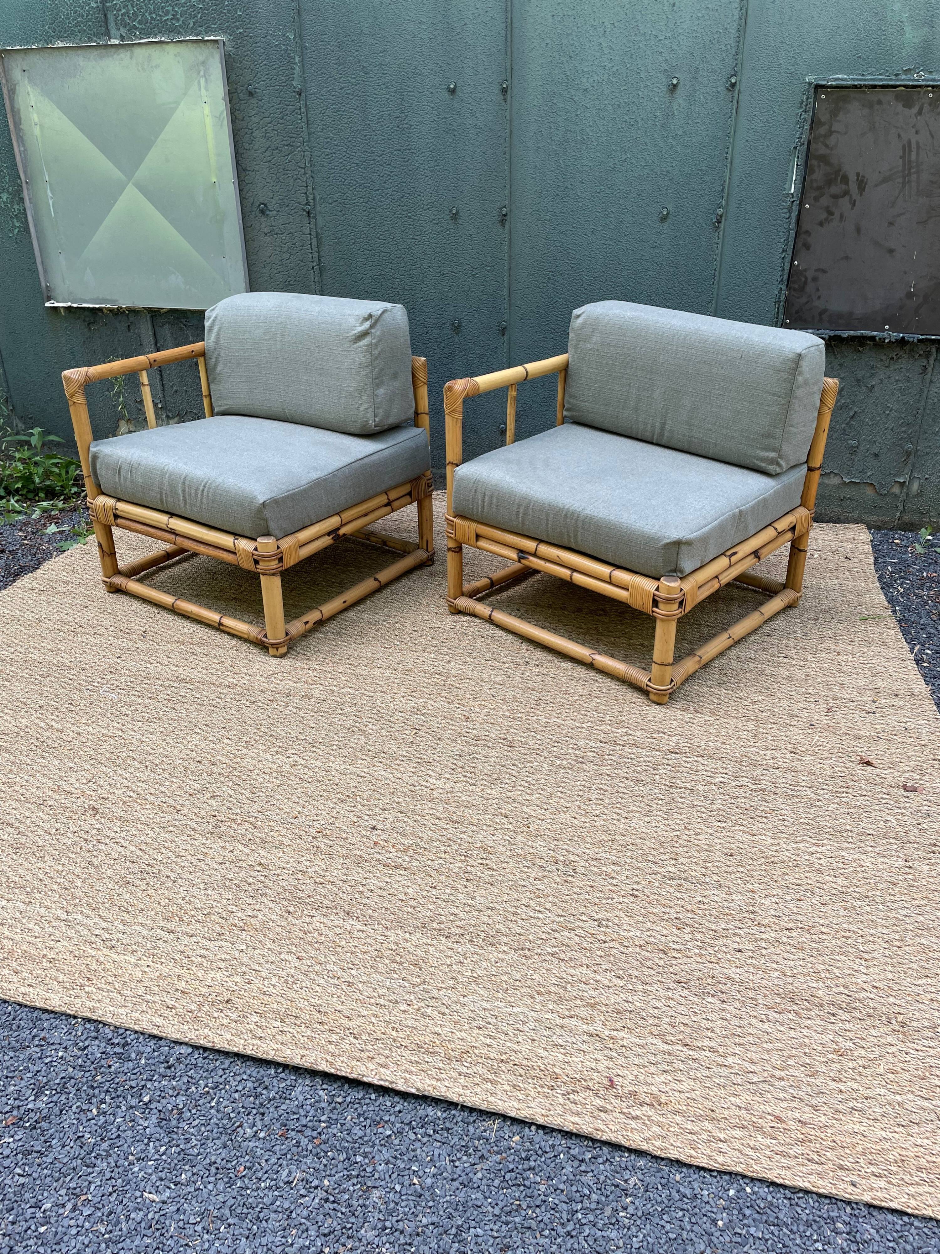 Paire de fauteuils en rotin vintage