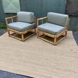 Paire de fauteuils en rotin vintage