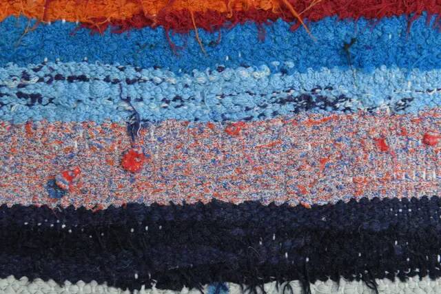 1970s Vintage Turkish Oushak Handmade Wool Cotton Blue Runner Rug 142x347
