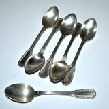Set of 6 silver-plated coffee spoons Goldsmith Boulenger tulip frieze decoration 14cm