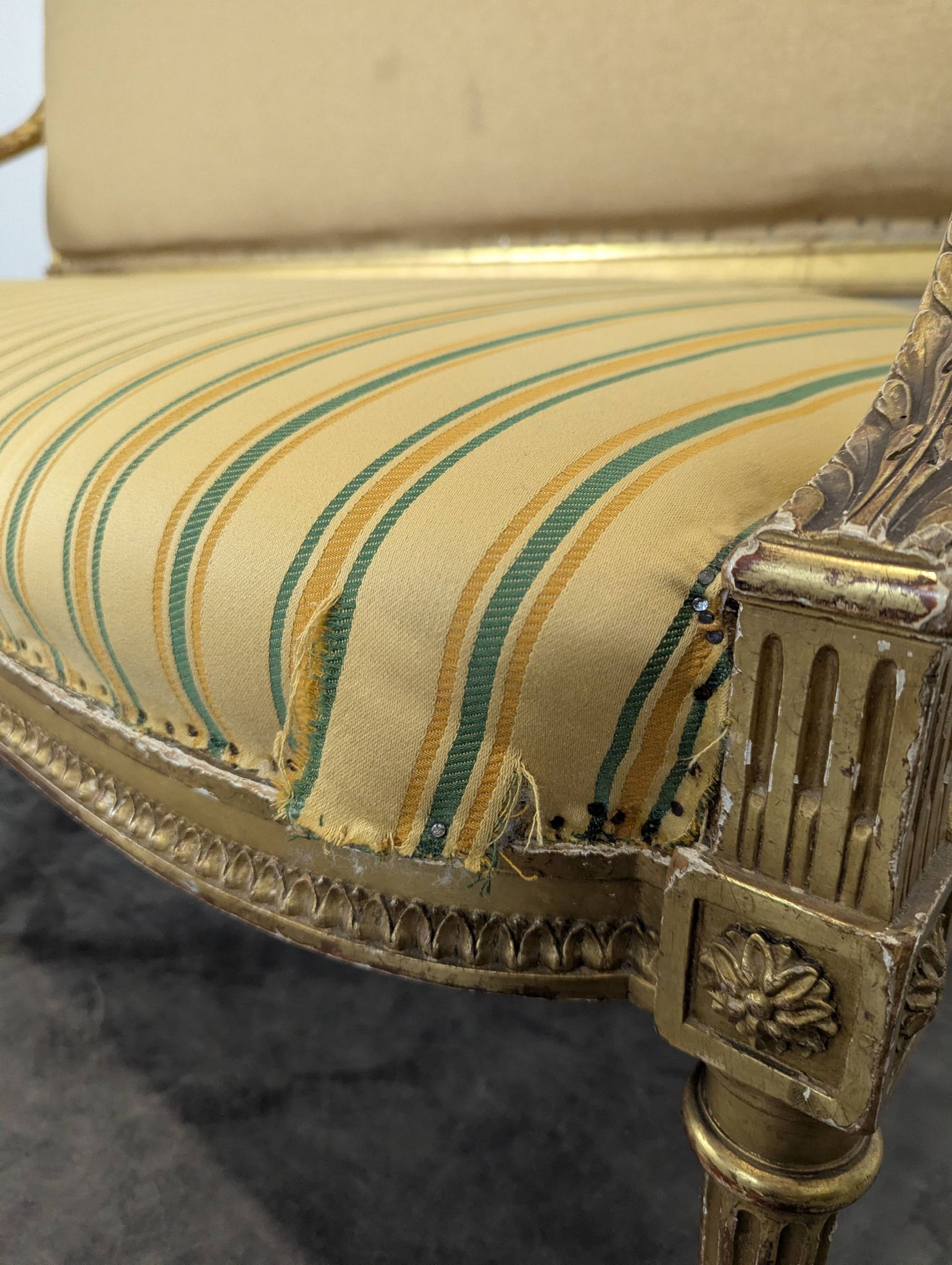Louis XVI style canapé from the Napoleonic III era in gilded wood.