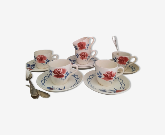 6 tasses et soutasses Digoin modèle Janine