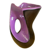 Free-form vase in iridescent black and mauve ceramic, Germany 1960