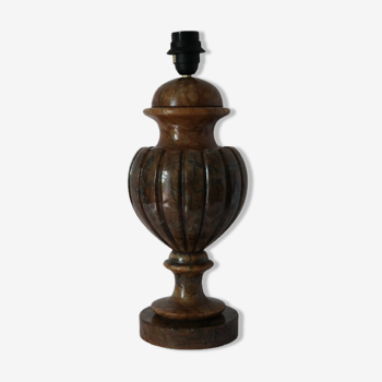 Pied de lampe balustre en onyx brun