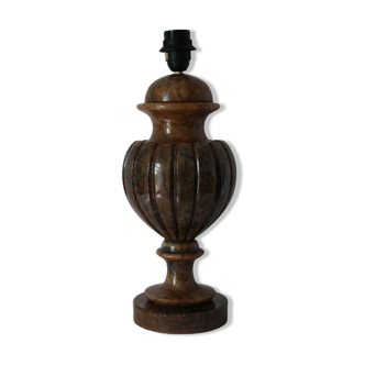 Pied de lampe balustre en onyx brun