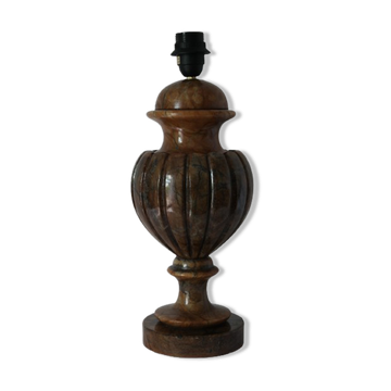 Pied de lampe balustre en onyx brun