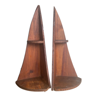 Pair of vintage corner shelves