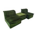Pair of modular armchairs with ottoman, 70s