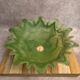 Large vintage marbled green glass lampshade – star-shaped flower design – 35 cm