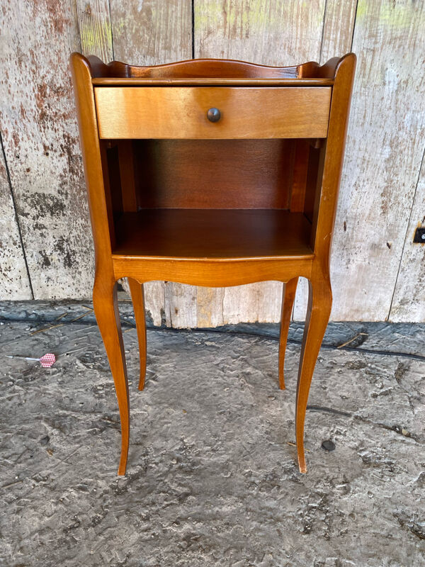 Chevet ancien table nuit style louis xv bois tiroir + case vintage