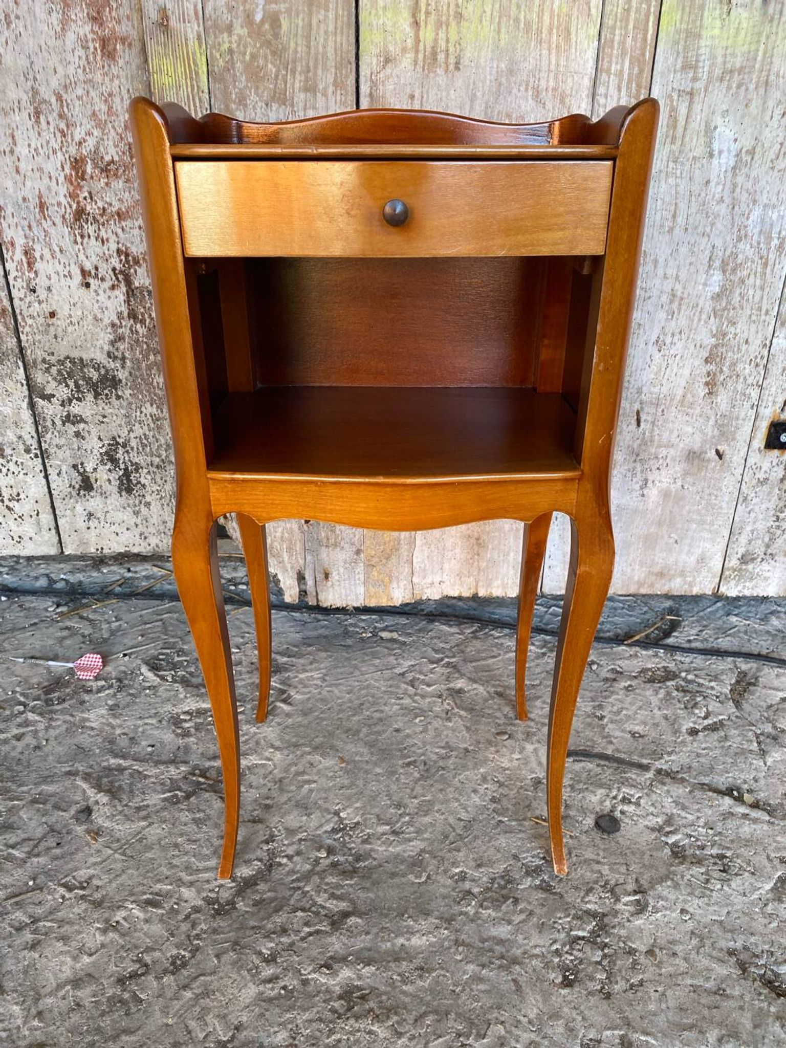 Antique nightstand louis xv style wood drawer + vintage case