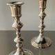 Pair of vintage silver metal candle holders