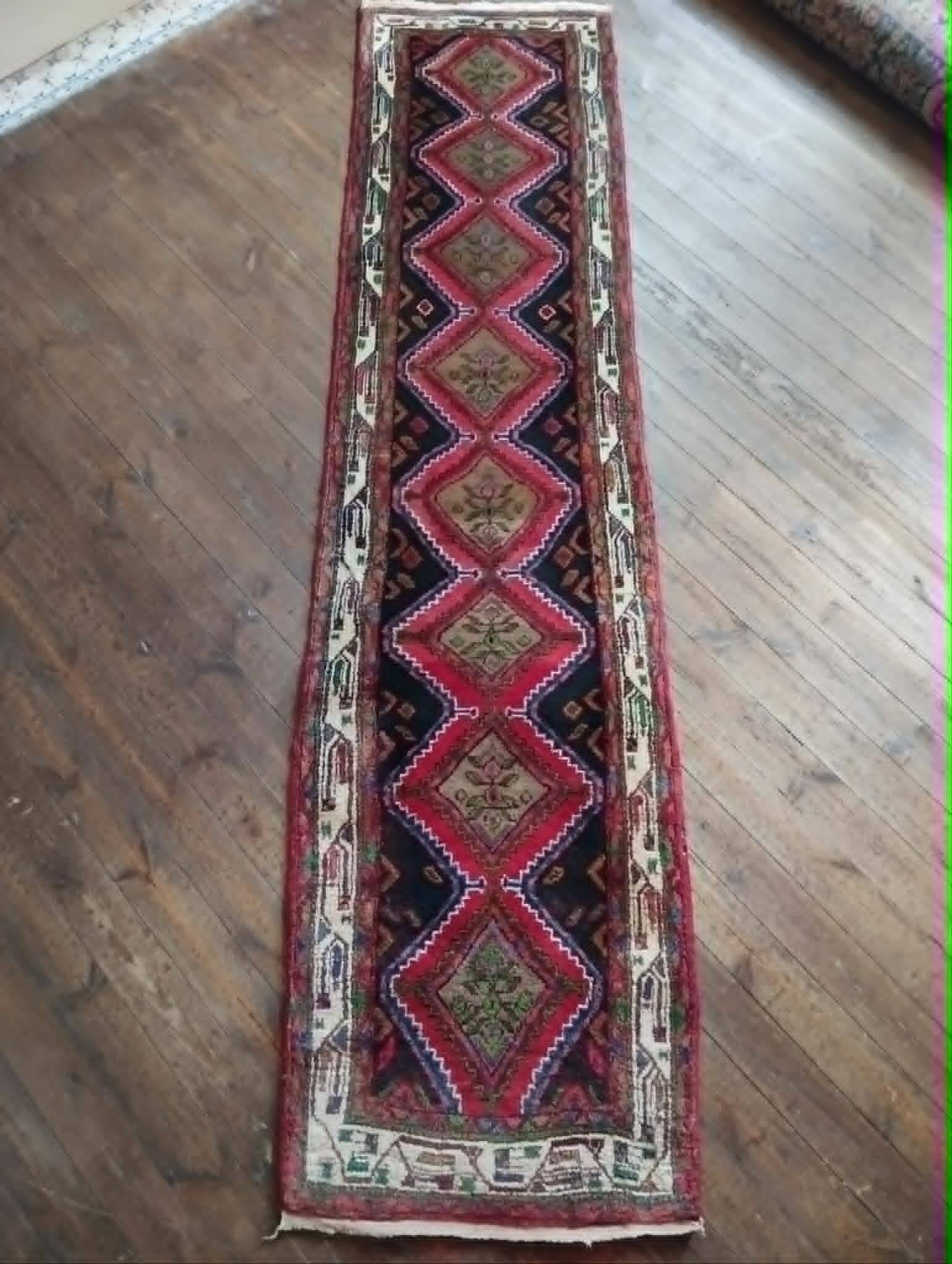Tapis de couloir Persan Hamadan fait main 324x75cm