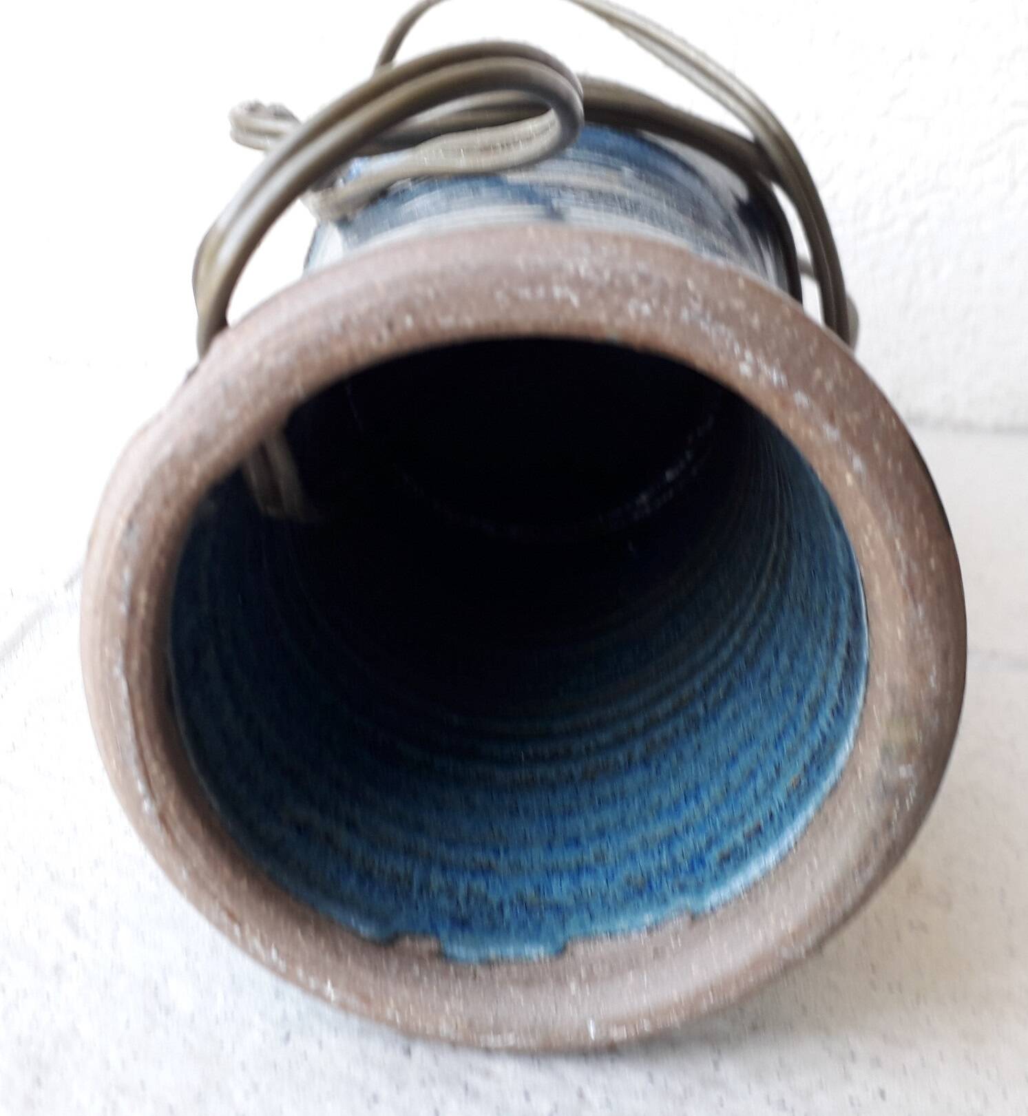 Blue stoneware lamp base