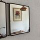 Vintage 1930s triptych mirror barber nickel-plated green crocodile effect.