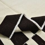 Black Beige Modernist Vintage Kilim Rug, 240x392Cm