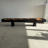 Huge 5-seater bench in two-tone solid wood