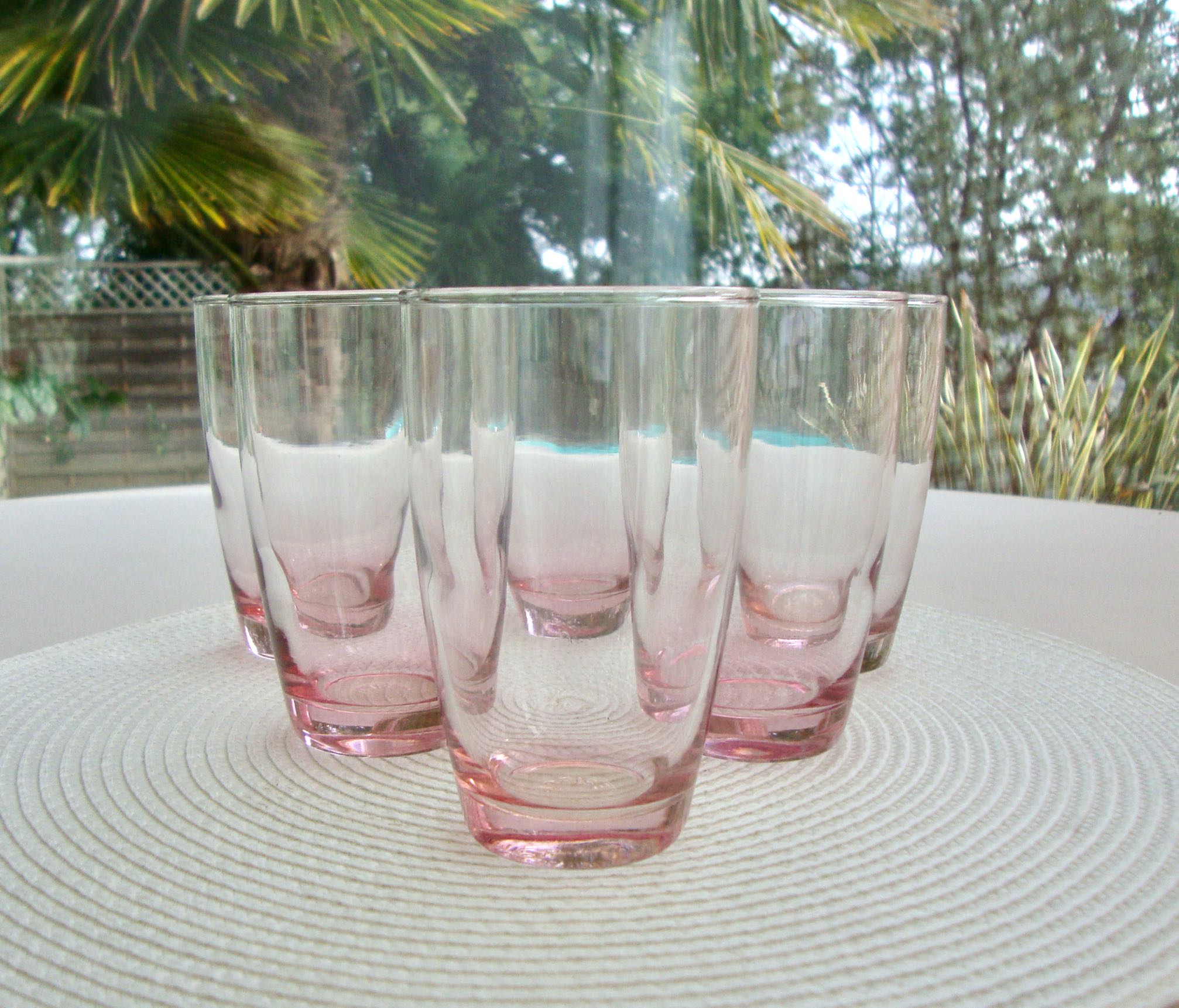 Set de 6 verres à eau roses vintage