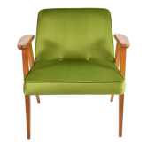Club armchair 366, designer J. Chierowski, restored, 60s icon, green velvet