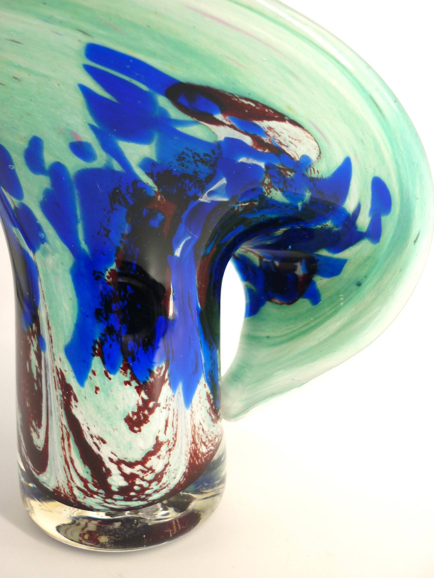 Vase, blown glass, inclusions, large neck, signed Jean Michel Gauthier 2005