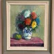 Original Swedish Oil on Canvas – “Asters in a Ceramic Vase” by Eric Lundgren – Signed – Vintage and Framed – 60 × 54 cm (23.6" × 21.3")