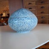 Large blue glazed ceramic biscuit jar Diameter 32.5 cm