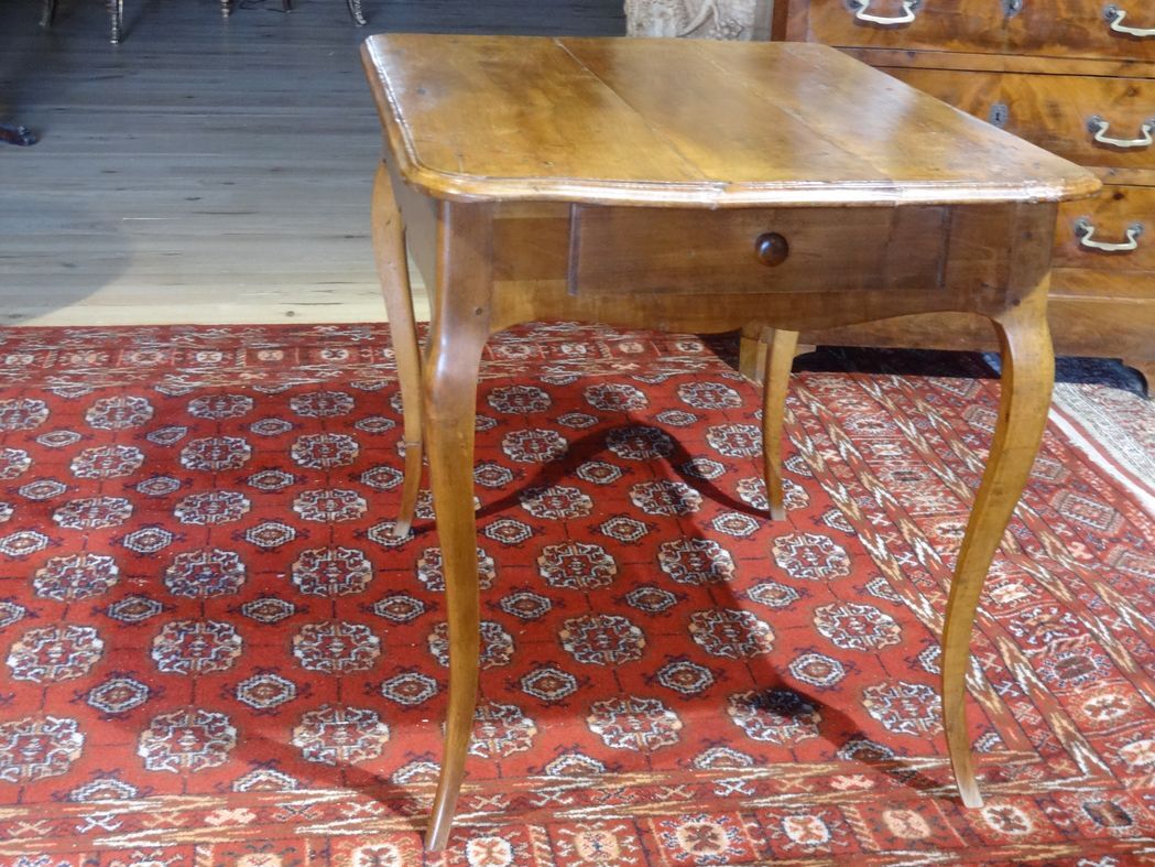 Cherry table, eighteenth century, Louis XV with two drawers