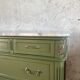 Louis XVI style olive green commode with marble.