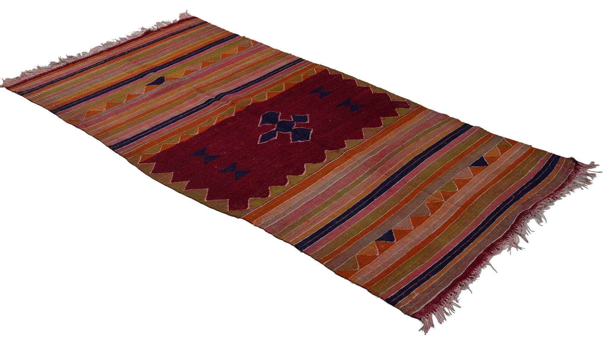 Unique Handwoven Vintage Rug 122X 254 cm