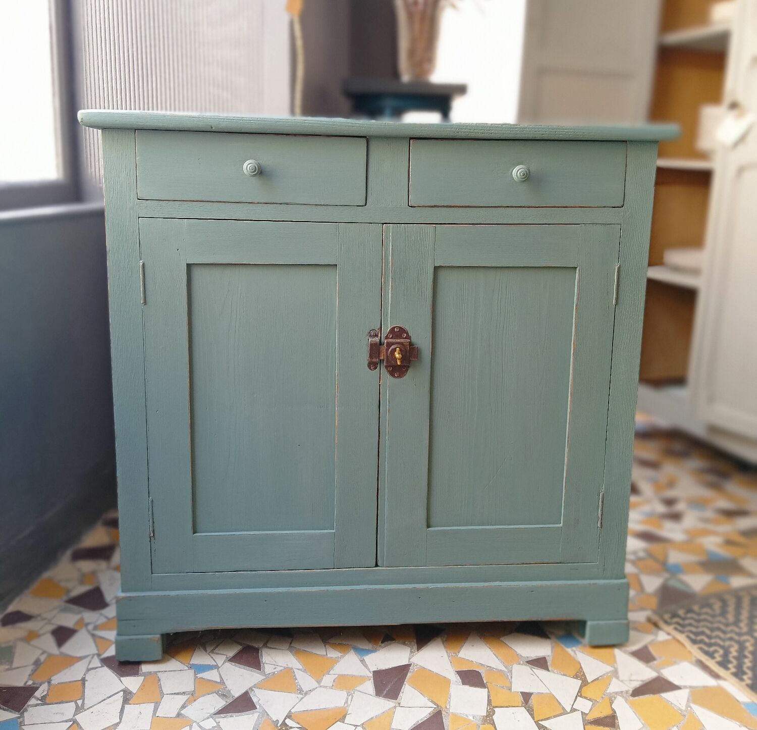 Parisian sideboard gray blue green