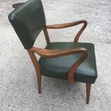 Chair low eighties in bottle green leatherette