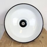 Lampe à suspension industrielle en émail gris foncé français, années 1960