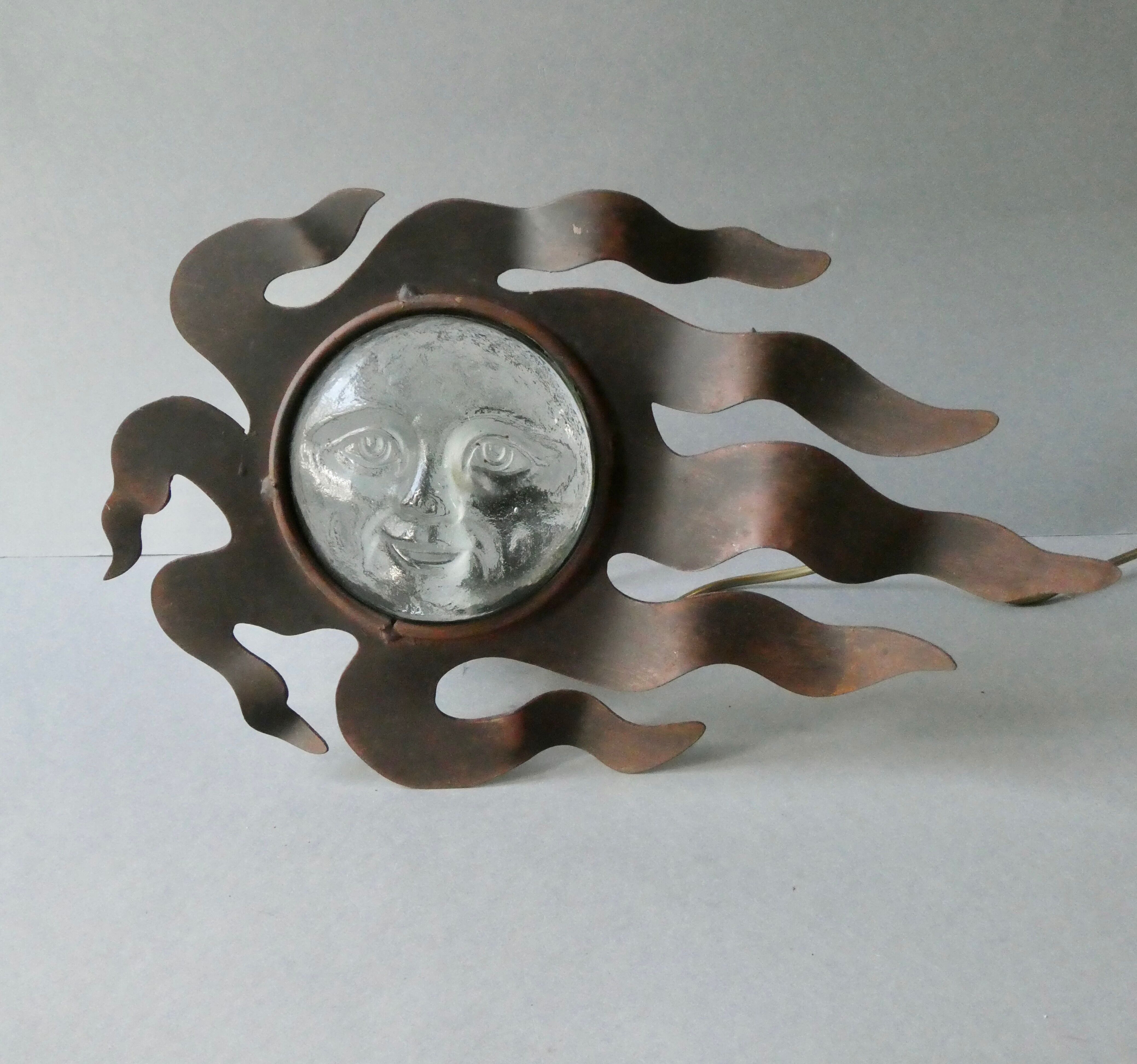 Sun lamp in metal and glass of the 80s